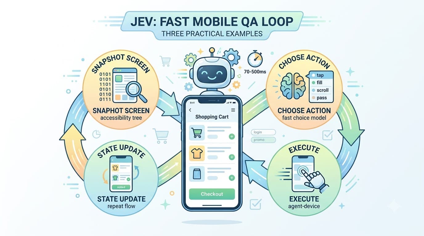 Jev: Letting a Fast Decision Model Drive Mobile QA: Three Practical Examples